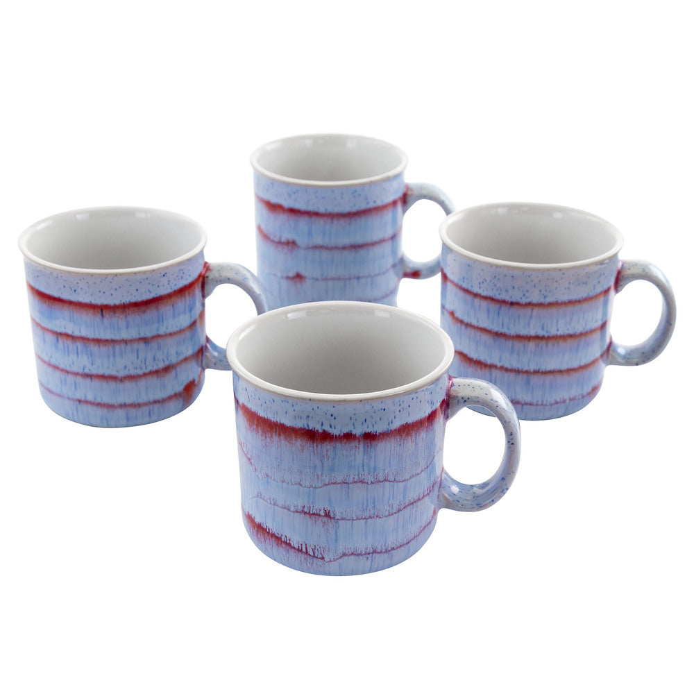 Meritage Blurry II 4 Piece 19 Ounce Round Stoneware Mug Set in Red