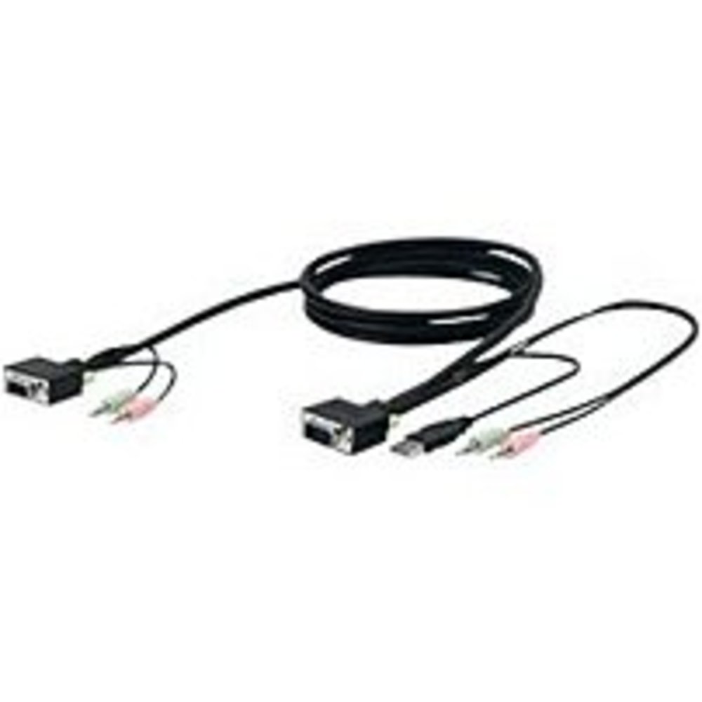 Belkin F1D9103-06 6 Feet USB VGA with Audio KVM All-In One Cable Kit for OmniView SOHO Series 2-Port USB KVM Switch with Audio, 4-Port USB KVM Switch with Audio - Copper Conductor - Gray