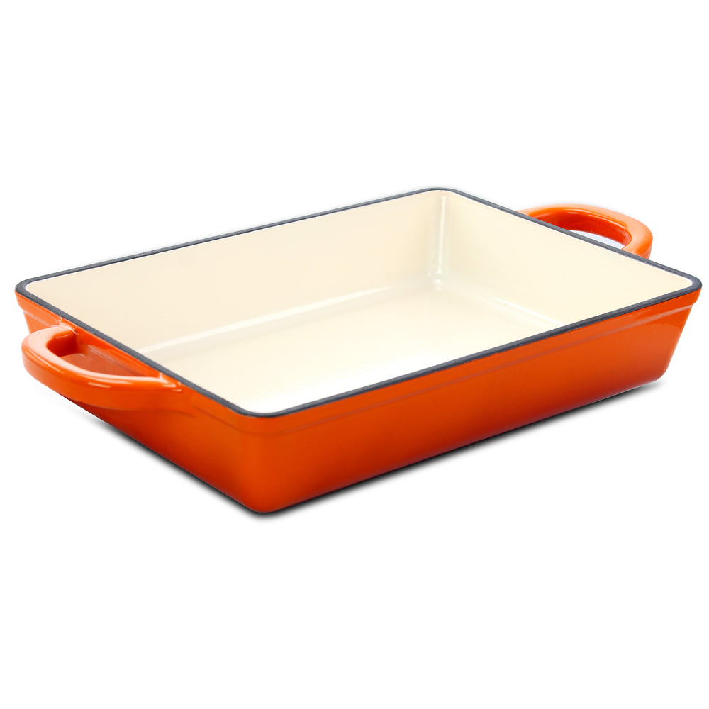 Crock Pot Artisan 13 in. Enameled Cast Iron Lasagna Pan in Sunset Orange