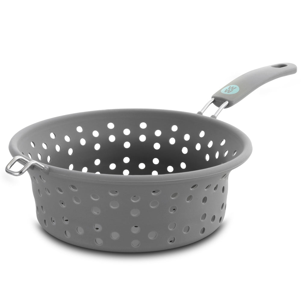 WW Healthy Kitchen 1.8 Quart Collapsible Silicone Steamer Basket and Colander in Gray