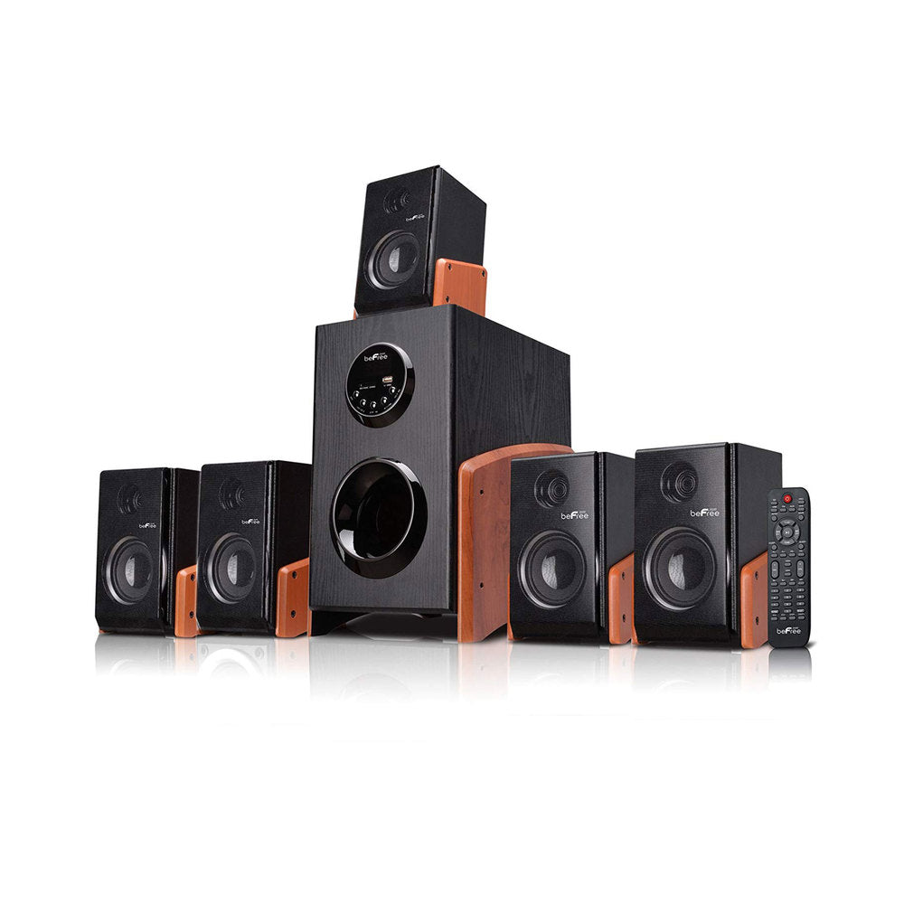 beFree Sound 5.1 Channel Bluetooth Surround Sound Speaker System in Wood