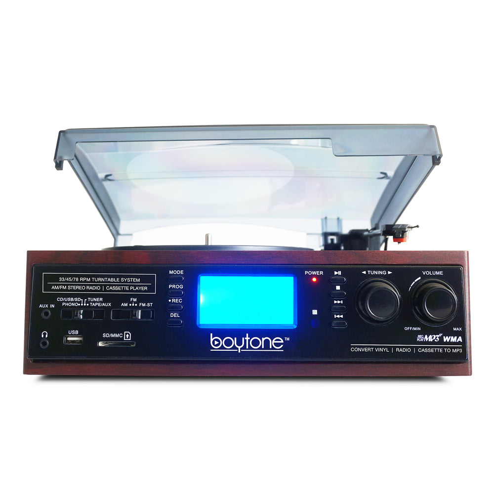 Boytone Multi RPM Turntable w/SD/AUX/USB/RCA/3.5mm Connectivity