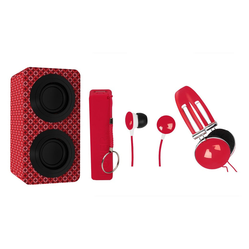 Naxa Portable Bluetooth Stereo Speakers Entertainment Pack-Red