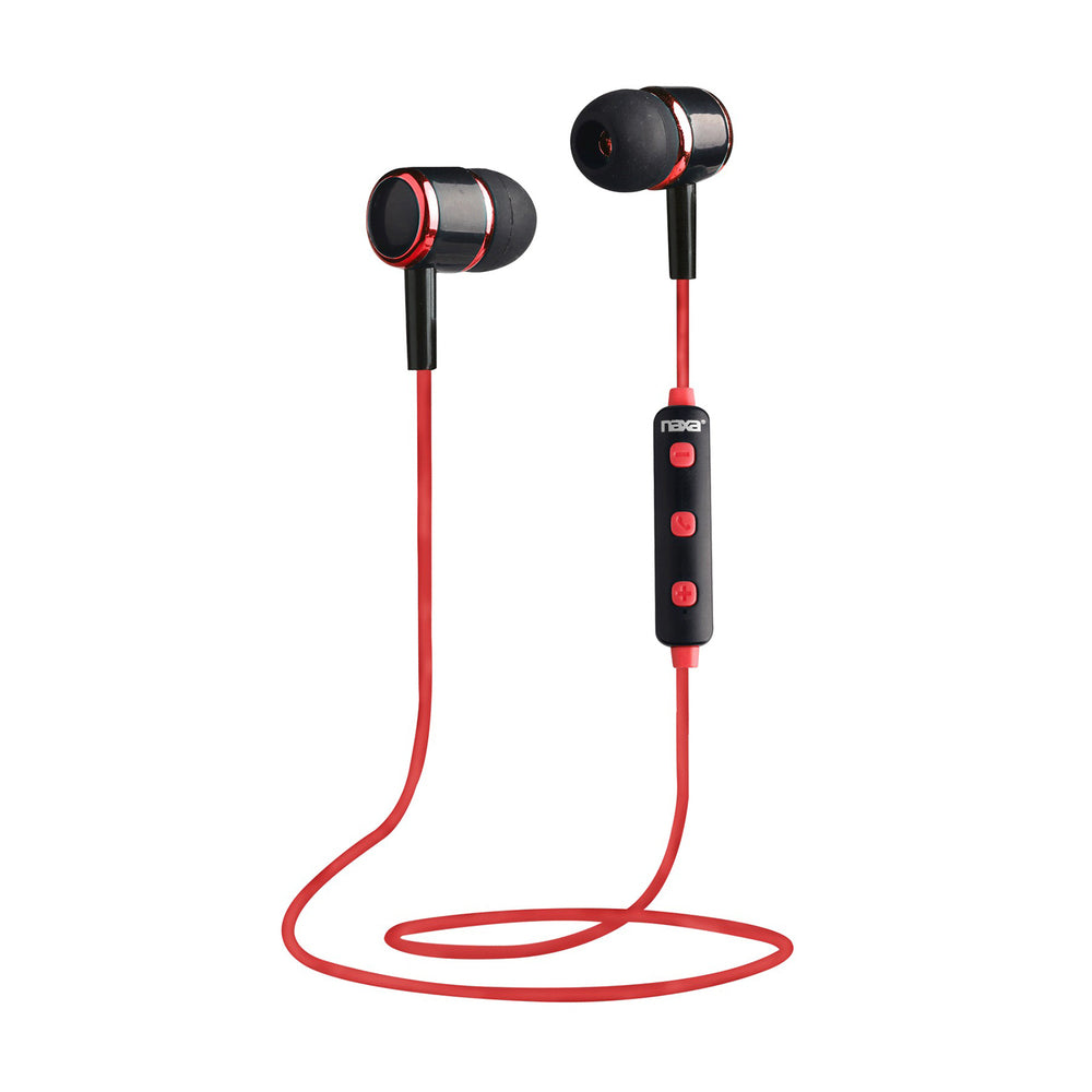 Naxa NE-950 Bluetooth Isolation Earphones with Microphone and amp; Remote - Red/Black
