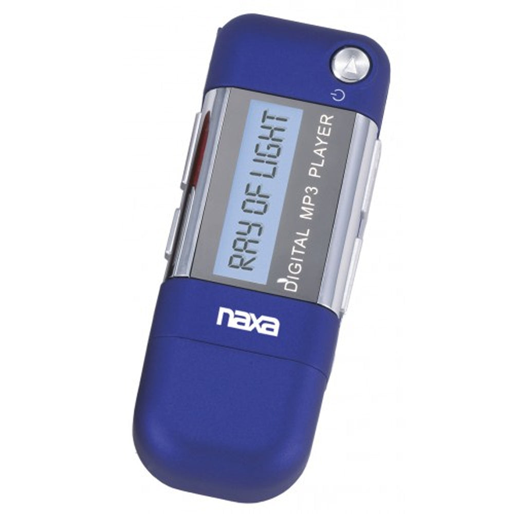 Naxa MP3 Player with 4GB Built-in Flash Memory, LCD Display and Built-in USB Plug Adaptor-Blue
