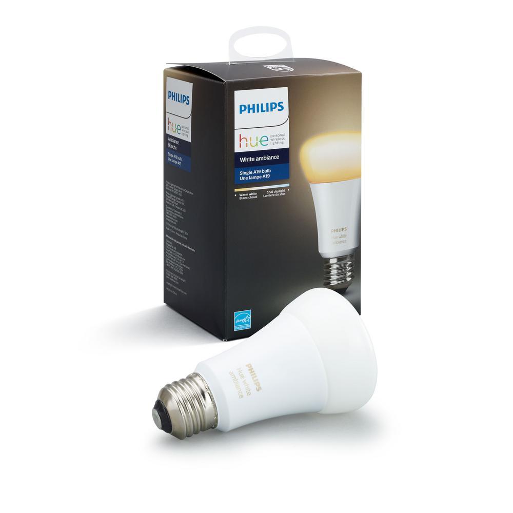 Philips Hue 530279 Ambiance A19 LED Smart Wireless LED Bulb - Amazon Alexa - E26 - 800 lumens - 25000 hours - White