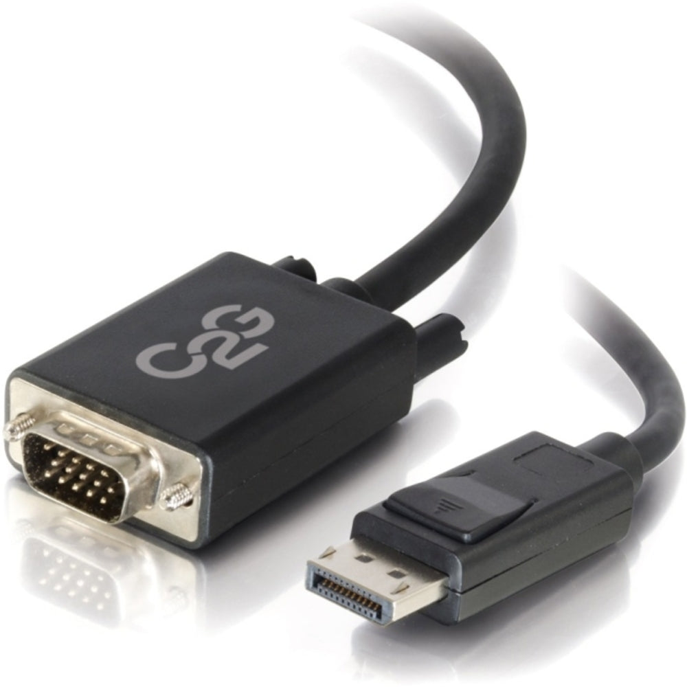 C2G 6ft DisplayPort to VGA Adapter Cable - M/M - DisplayPort/VGA for Notebook, Monitor, Video Device - 6 ft - 1 x DisplayPort Male Digital Audio/Video - 1 x HD-15 Male VGA - Black