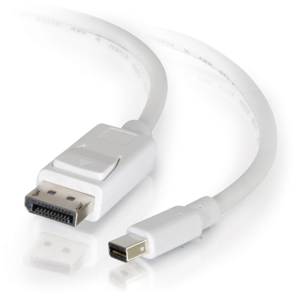 C2G 6ft Mini DisplayPort to DisplayPort Adapter Cable M/M - White - DisplayPort/Mini DisplayPort for Notebook, Tablet, Monitor, Audio/Video Device - 6 ft - 1 x Mini DisplayPort Male Thunderbolt - 1 x DisplayPort Male Digital Audio/Video - White