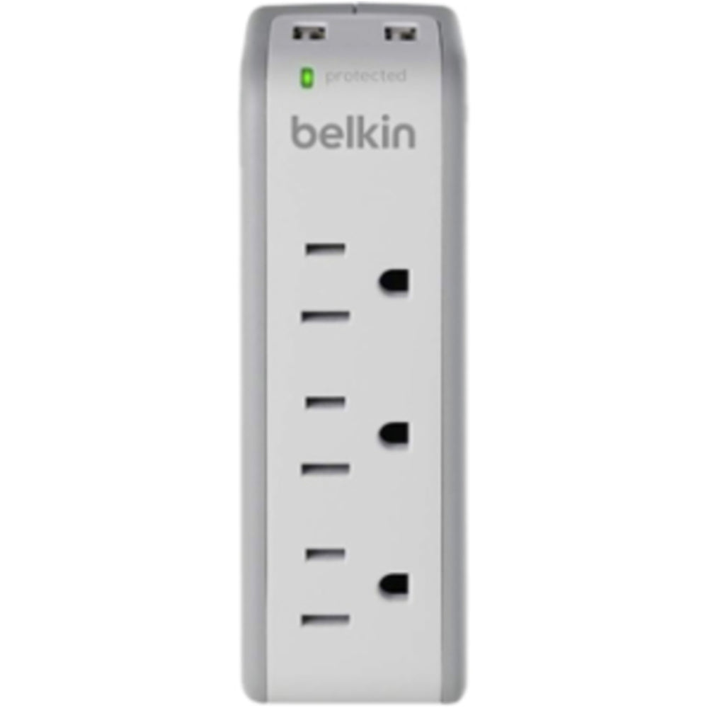 Belkin 3-Outlet Mini Surge Protector with USB Ports (2.1 AMP) - 3 x NEMA 5-15R, 2 x USB - 918 J