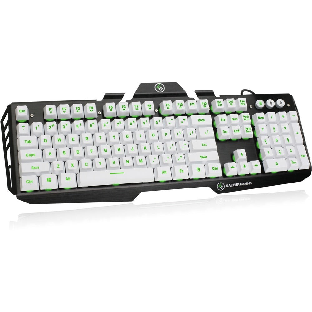 IOGEAR Kaliber Gaming HVER Aluminum Gaming Keyboard - Imperial White - Cable Connectivity - USB 2.0 Interface - 104 Key - English, French - Plunger Keyswitch - Imperial White