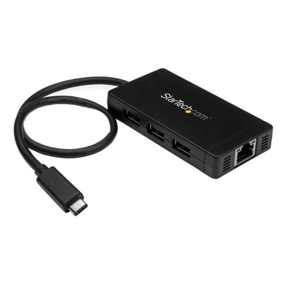 StarTech.com 3 Port USB C Hub with Gigabit Ethernet - USB-C to 3x USB-A - USB 3.0 Hub - Includes Power Adapter - USB Type C Hub - USB Type C - External - 3 USB Port(s) - 1 Network (RJ-45) Port(s) - 3 USB 3.0 Port(s) - PC, Mac