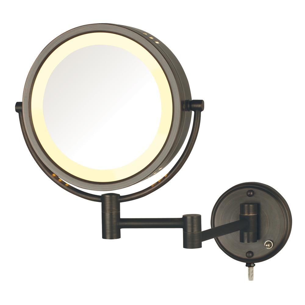 Jerdon HL75BZ 8.5-Inch Lighted Wall Mount Makeup Mirror - Bronze