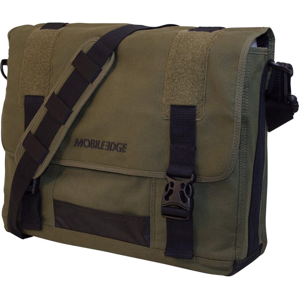 Mobile Edge 17.3 Eco-Friendly Canvas Messenger Bag - 17.3 Screen Support - 13 x 17.5 x 4.25 - Cotton Canvas - Olive