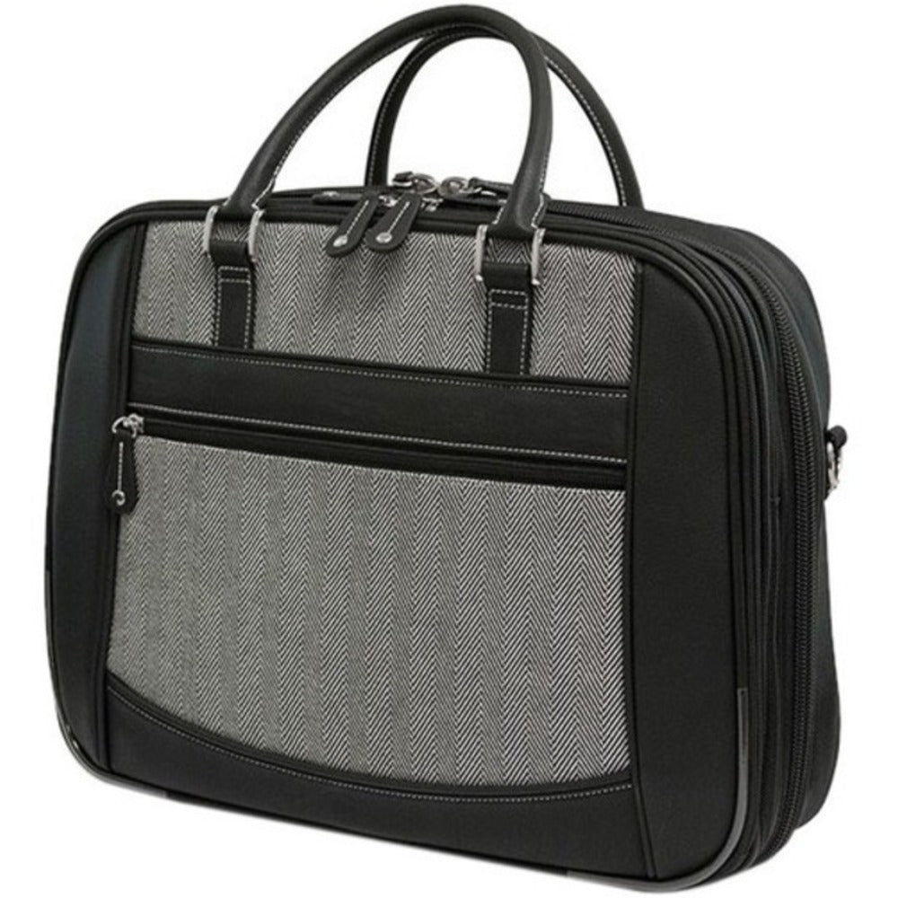 Mobile Edge ScanFast Carrying Case (Briefcase) for 16 Ultrabook - Black, White - Koskin - Herringbone - Checkpoint Friendly - Shoulder Strap - 13.5 Height x 17 Width x 5 Depth
