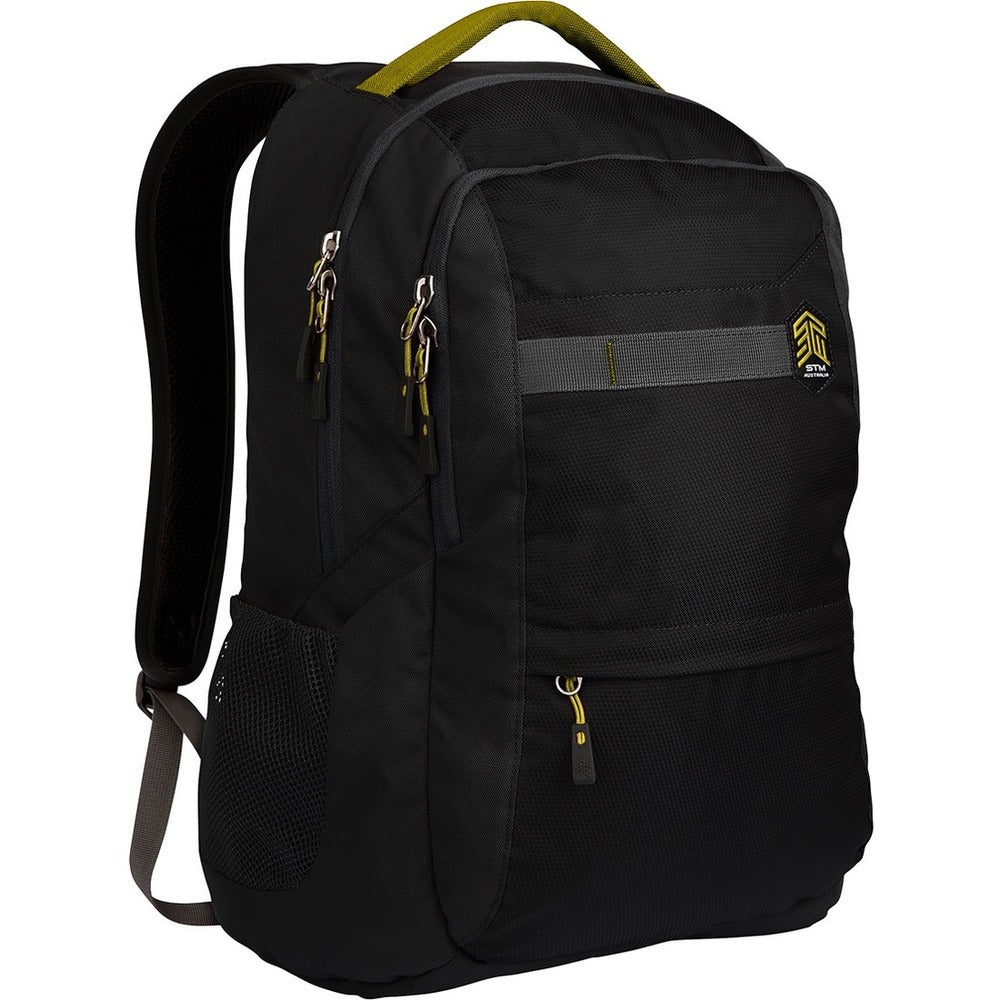 STM Goods Trilogy Backpack - Fits Up To 15 Laptop - Black - Impact Resistant Interior, Moisture Resistant Exterior, Water Resistant Exterior, Dirt Resistant - Polyurethane, Polyster - Handle, Shoulder Strap - 18.1 Height x 11.4 Width x 5.9