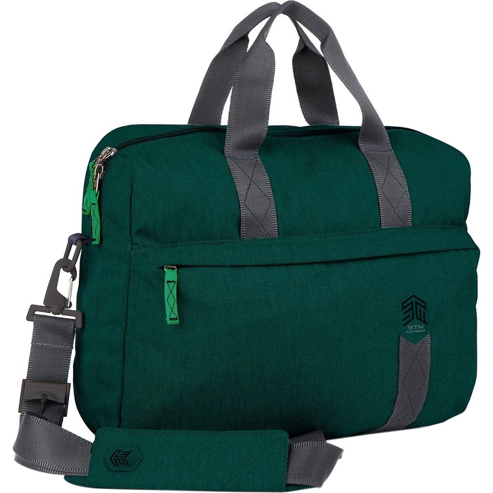 STM Goods Judge Messenger Bag - Fits Up To 15 Laptop - Botanical Green - Impact Resistant Interior - Polyester, Quilt Interior, Quilt Pocket - Shoulder Strap - 15.9 Height x 12.2 Width x 3.9 Depth